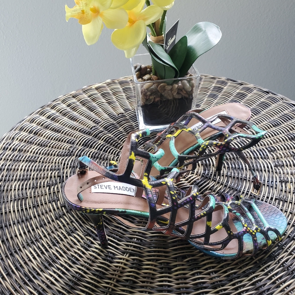 Steve Madden Flither Women Open-Toe Leather Heels